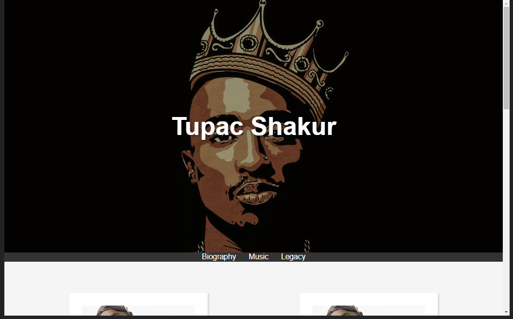 A tribute page to 2 Pac